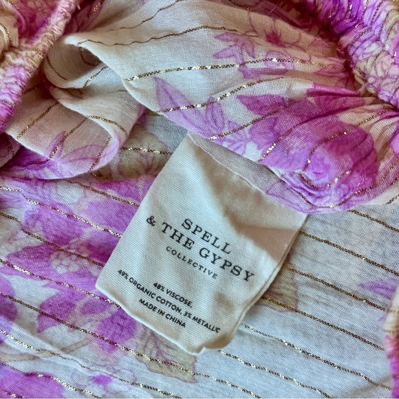 Spell & The Gypsy Set | Coco Lei Boho Lilac Floral Peasant Top + Midi Skirt - Picture 9 of 10